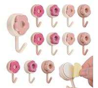 MOROBOR Ganci creativi a forma di fiori rosa, 12 pezzi, piccoli, autoadesivi, impermeabili, ganci decorativi, ganci multifunzionali per cucina, bagno, camera da letto