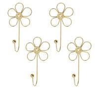 MOROBOR Ganci da parete decorativi a fiore, 4 pezzi gancio singolo dorato per appendere sciarpe asciugamani borse cappelli