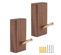 MOROBOR Ganci da parete in legno, 2 pezzi, quadrati in noce, moderni, decorativi, rustici, resistenti, per appendere cappelli, borse, zaini, giacche, accappatoi