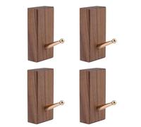 MOROBOR Ganci da parete in legno, 4 pezzi, quadrati, in noce, moderni, decorativi, rustici, resistenti, per appendere cappelli, borse, zaini, giacche, accappatoi