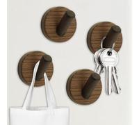 MOROBOR Ganci rotondi autoadesivi, confezione da 4 ganci da parete in legno, impermeabili, per appendere vestiti, borse, chiavi, per casa, bagno, cucina