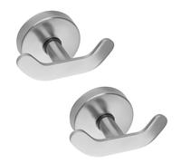 MOROBOR Gancio a doppia ventosa, 2 ganci doppi per asciugamani da bagno, stile moderno, montaggio a parete, in acciaio inox, resistente, per bagno, soggiorno, cucina, argento