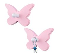 MOROBOR Gancio da parete a forma di farfalla, 2 ganci rustici in legno, moderni appendiabiti decorativi da parete per bagno, camera dei bambini, cameretta dei bambini e ingresso