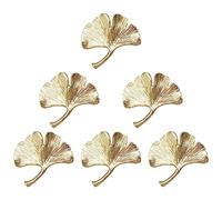 MOROBOR Ginkgo, 6 pomelli per armadio in metallo solido maniglie per cassetti creative decorazione per armadietto, cassetto, scaffalature, mobili, accessori classici per armadietti, colore oro