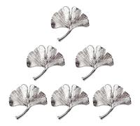 MOROBOR Ginkgo, 6 pomelli per armadio in metallo solido maniglie per cassetti creative per armadietti, cassetti, scaffalature, mobili, accessori classici per armadietti, colore: argento