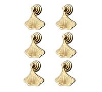 MOROBOR Ginkgo - Pomelli a forma di foglia, 6 maniglie dorate a forma di goccia, maniglie per cassetti, foro singolo, per armadio, armadio, armadio