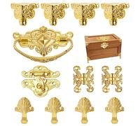 MOROBOR Gold Jewelry Box Antique Lock Latch Hasp Cerniere Maniglia Box Corner Protectors Kit per DIY Jewelry Box, Cassa di legno Jewelry Chest Scatola di stoccaggio, Scatola non inclusa