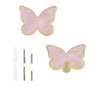 MOROBOR Grandi pomelli decorativi a forma di farfalla per armadietti da cucina, confezione da 2 pezzi creativi per cassettiera, cassetti, mobili, credenze, porte, maniglie a foro singolo, in lega di