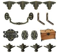 MOROBOR Kit di cerniere antiche con maniglia - Protezioni per portagioie fai da te set di cerniere angolari per gioielli in legno, scatola non inclusa