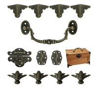 MOROBOR Kit di cerniere antiche per maniglie e scatole angolari per scatola fai da te, scatola portagioie in legno, scatola portaoggetti per gambe e piedi, scatola non inclusa