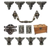 MOROBOR Kit di cerniere con serratura antica - Protezioni per gioielli fai da te, set di protezione per angoli per gioielli fai da te, scatola non inclusa