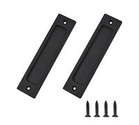 MOROBOR Maniglia per porta scorrevole, rettangolare, in lega di alluminio, piatta, nero opaco, per armadio e fienile, con viti di montaggio