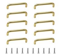 MOROBOR Maniglia rotonda solida in lega di alluminio, foro centrale da 96 mm, a forma di U, per camera da letto, bagno, cucina, armadi, porte, confezione da 10, oro brillante