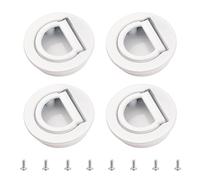 MOROBOR Maniglia tatami con anello rotondo incorporato, 4 maniglie nascoste invisibili, per armadietti, porte, mobili, con viti per armadio, cassetto (bianco brillante)