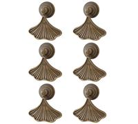 "MOROBOR Maniglie a forma di foglia di Ginkgo, 6 maniglie a sospensione a goccia, maniglia per cassetto hardware con foro singolo per guardaroba, armadi, armadi (Bronzo giallo)