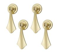 MOROBOR Maniglie a goccia per armadietti, 4 pezzi, maniglie in lega di zinco spazzolate con vite di montaggio per armadi, cassetti, porte, mobili decorativi (a forma di foglia aerodinamica)