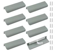 MOROBOR Maniglie autoadesive moderne per cassetti, in lega di alluminio, invisibili, per armadietti, cassetti, 120 mm, verde grigiastro, 8 pezzi