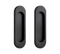 MOROBOR Maniglie autoadesive ovali per porte scorrevoli, confezione da 2 pezzi in lega di alluminio, maniglia a filo senza punzonatura per porte scorrevoli per fienile, finestre, armadi (nero opaco