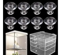 MOROBOR Maniglie autoadesive per armadietti, 8 pezzi, a forma di fungo, in acrilico trasparente, maniglie per armadietti, senza trapano, per cucina, bagno, porte a specchio