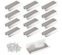 MOROBOR Maniglie autoadesive per cassetti, in lega di alluminio, invisibili, per armadietti, cassetti, 80 mm, nichel spazzolato, 16 pezzi