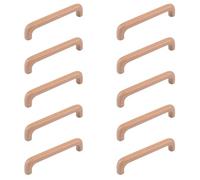 MOROBOR Maniglie in legno massiccio per cassetti, confezione da 10, 128 mm, foro centrale a forma di U, per camera da letto, bagno, mobili da cucina, porte