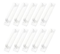 MOROBOR Maniglie lunghe autoadesive, 10 pezzi, in plastica bianca, comode maniglie adesive con piastra per armadio da cucina, finestre, porte scorrevoli dell'armadio