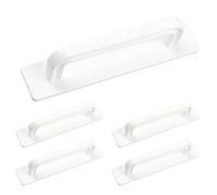 MOROBOR Maniglie lunghe autoadesive, 5 pezzi, in plastica bianca, comode maniglie adesive con piastra per armadio da cucina, finestre, porte scorrevoli dell'armadio