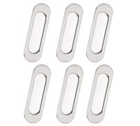 MOROBOR Maniglie ovali autoadesive per porte scorrevoli, 6 pezzi in lega di alluminio, maniglie incassate nascoste per porte scorrevoli tipo fienile, armadi, cassetti (acciaio spazzolato, 100 mm)