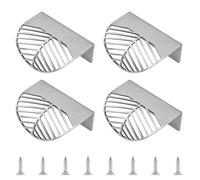 MOROBOR Maniglie per bordi delle dita in acciaio inox, 4 maniglie per armadio a forma di foglia Maniglia per mobili decorativa con viti di montaggio per armadio armadio armadio cassetto (argento)