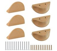 MOROBOR Maniglie per cassetti a mezza luna, 100 mm, 6 pezzi in legno di faggio, maniglie a doppio foro per cassetti e armadi