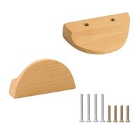 MOROBOR Maniglie per cassetti a mezza luna, 2 maniglie a semicerchio in legno a doppio foro, in legno naturale, per mobili, comò, guardaroba, armadio