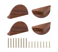 MOROBOR Maniglie per cassetti a mezza luna, 4 pezzi, in legno di noce, con bordo a dito, maniglie a doppio foro, per cassetti, armadietti, guardaroba, hardware, 100 mm