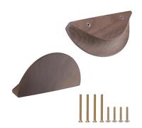 MOROBOR Maniglie per cassetti a mezza luna, confezione da 2 pomelli semicircolari in legno di noce, grandi maniglie a bordo per dita con doppio foro per cassetti, armadietti, armadi, ferramenta/120 mm