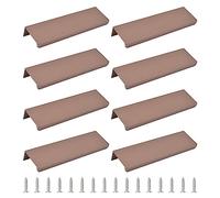 MOROBOR Maniglie per cassetti in stile moderno, 8 pezzi, ad angolo retto, in lega di alluminio, invisibili, per armadietti, cassetti, 120 mm/marrone