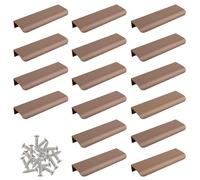 MOROBOR Maniglie per cassetti in stile moderno, in lega di alluminio, curve, invisibili, per armadietti, cassetti, 120 mm, marroni, 16 pezzi