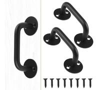 MOROBOR Maniglie per porta del fienile, 2 maniglie a spinta in acciaio inox con viti, resistenti, per porte scorrevoli in vetro, doccia, armadietti, guardaroba/nero
