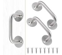 MOROBOR Maniglie per porta del fienile, 2 maniglie a spinta in acciaio inox con viti, resistenti, per porte scorrevoli in vetro, doccia, armadietto, guardaroba/argento spazzolato