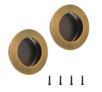 MOROBOR Maniglie per porte scorrevoli in bronzo giallastro, 2 pezzi, in acciaio inox, facili da installare, rotonde, da incasso, 50 mm