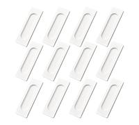 MOROBOR Maniglie rettangolari autoadesive per porte scorrevoli, 12 pezzi, in lega di alluminio, nascoste, per porte scorrevoli, armadi, cassetti (bianco, 100 mm)