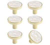 MOROBOR Maniglie rotonde per armadietti, 6 pezzi, pomelli creativi per cassetti, multifunzionali, a foro singolo, in lega di zinco, per comò, guardaroba, porte, mobili, base dorata con superficie
