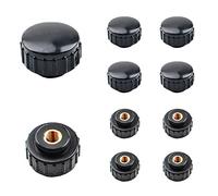 MOROBOR Manopola di bloccaggio con filettatura zigrinata M5, 10 pezzi in plastica nera, set di dadi filettati femmina in ottone, manopola di bloccaggio per attrezzature meccaniche