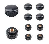 MOROBOR Manopola di bloccaggio con filettatura zigrinata M6, 10 pezzi in plastica nera, set di dadi filettati femmina in ottone, manopola di bloccaggio per attrezzature meccaniche