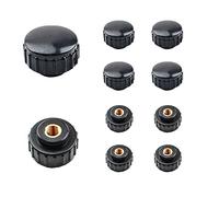 MOROBOR Manopole di bloccaggio con filettatura zigrinata M4, 10 pezzi in plastica nera, set di dadi filettati femmina in ottone, manopola di bloccaggio per attrezzature meccaniche