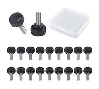 MOROBOR Manopole zigrinate, viti zigrinate a testa zigrinata, 20 pezzi, M3 x 8 mm, in acciaio, filettate in acciaio, con custodia