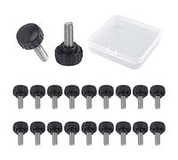 MOROBOR Manopole zigrinate, viti zigrinate a testa zigrinata, 20 pezzi, M4 x 8 mm, in acciaio filettato, zigrinate, manopole a testa zigrinata, per chiavistello di macchine, con custodia