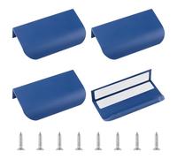 MOROBOR Mini maniglie autoadesive a scomparsa, 4 pezzi, stile moderno, in lega di alluminio, curve, invisibili, per armadietti, 70 mm, blu Klein