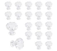 MOROBOR Mini pomelli in acrilico, 20 pomelli autoadesivi a forma di corona, senza foratura, adesivi trasparenti, per specchi, armadi, scatole regalo e altri piccoli mobili