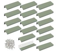 MOROBOR Mini tiranti per bordo delle dita, 16 pezzi, autoadesivi, moderni, in lega di alluminio, invisibili, per armadietti, cassetti, 100 mm, grigio-verde