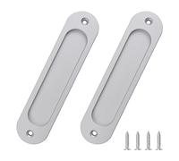 MOROBOR Ovale da incasso porta scorrevole tiranti, 2 pz Argento Flush Pull Lega di Alluminio Armadio Porta Finger Pulls con viti di montaggio per porta scorrevole del fienile (150mm)