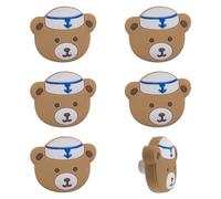 MOROBOR Pomelli a forma di orso, 6 pomelli in gomma morbida con simpatici cartoni animati, per armadi, armadi, armadi, per camera dei bambini, cameretta dei bambini, decorazione per camera da letto